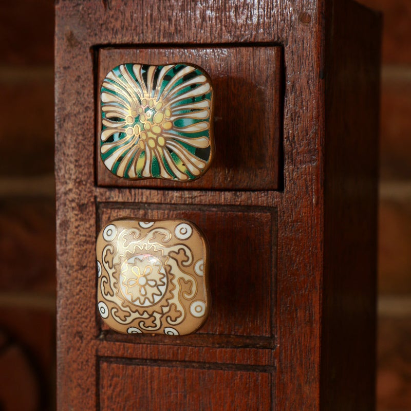 TRINCA-FERRO Set of 6 Ceramic Salah Square Knob Kitchen Cabinet Cupboard Door Dresser Wardrobe and Drawer Pull for Bathroom | Bedroom | Office | Kitchen - Image 5